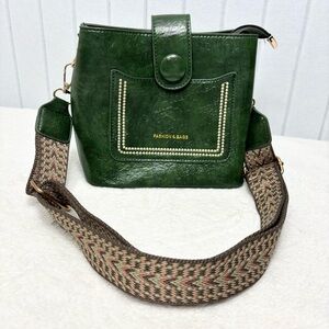 Green Small Crossbody Bag with Decorative Strap
